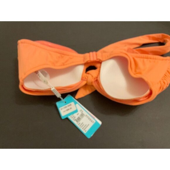 Seafolly Peach Active Ring Front Bandeau Bikini Top Swim US 10 AUS 14 NWT $88 - Picture 6 of 8
